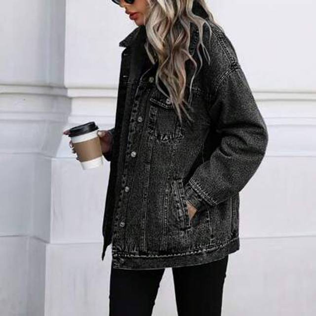 SHEIN Middle East Versatile Casual Sports Fashion Women&#39;s Spring Autumn Winter Fleece Windproof Jacket, Blue Y2K College Style Young Women Denim Jacket