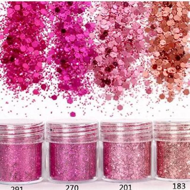 SHEIN Rose Chunky Glitter For Nails, 4Bottles 4Colors Chunky Face Glitter Holographic Hair Resin Craft Glitter Cosmetic Glitter DIY Nail Charms Nail Gems Na