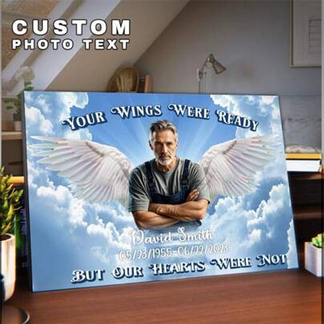SHEIN 1Pc Personalized Photos To Canvas Print - Memorial Canvas,Bed Room,Living Room, Pet, Family, Love, Couple, Friend, Picture, Photo, Angel Wings Sympath