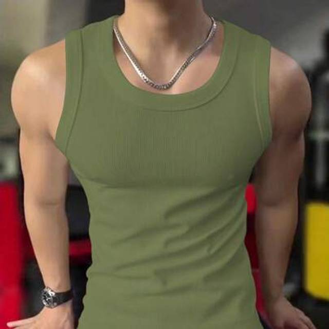 SHEIN Mature Casual Men&#39;s Fashion Ribbed Textured Slim-Fit Stretchy Tank Top