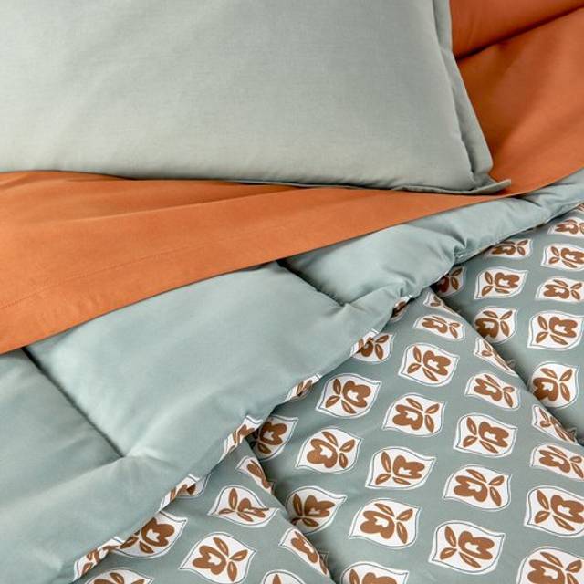 Cilou Graphic Microfibre Bedspread - Sage Print - 140X200CM