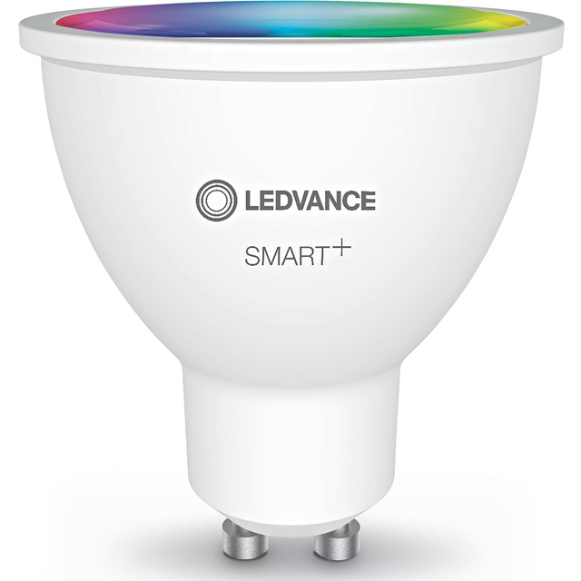 LEDVANCE Smart LED-reflektorlampa med WiFi-teknik, bas GU10, ljusfärg kan ändras (2700–6500K), RGB färger utbytbara, dimbara, ersätter reflektorlampor med 50 W, SMART+ WiFi SPOT RGBW, 1-pack