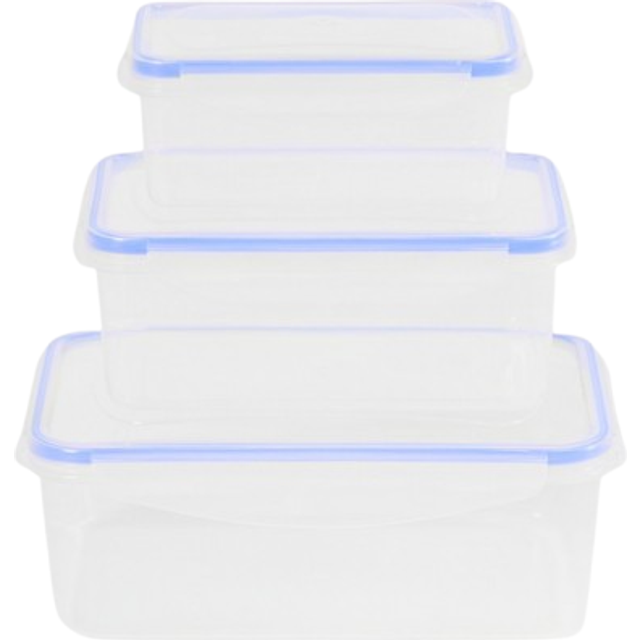 OHS Square Plastic Tupperware Set, 3 Piece - Clear