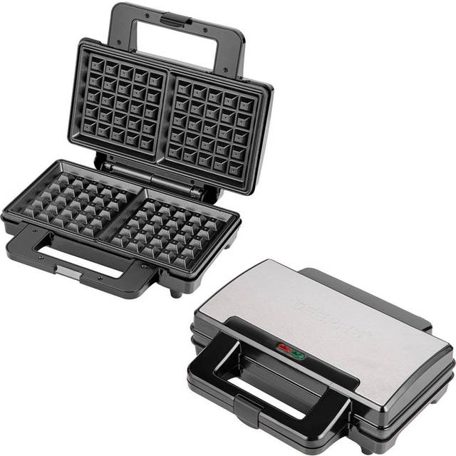 Deep Fill Waffle Maker iron Non-Stick Cooking Plates Belgian Waffle 1000W - Silver - One Size