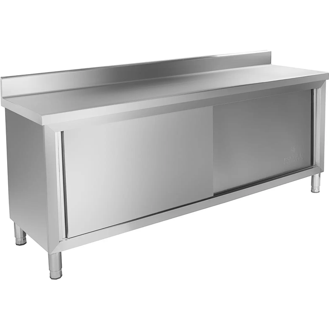 Royal Catering Rostfri arbetsbänk - 200 x 60 cm - Skyddskant - Lastkapacitet 160 kg RCAT-200/60-C