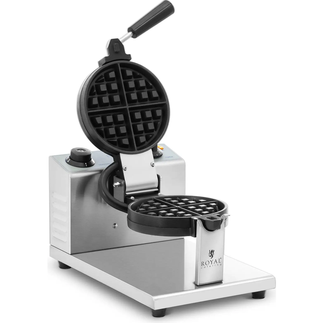Royal Catering - Round Waffle Maker Waffle Iron Professional Stainless Steel 1200W
