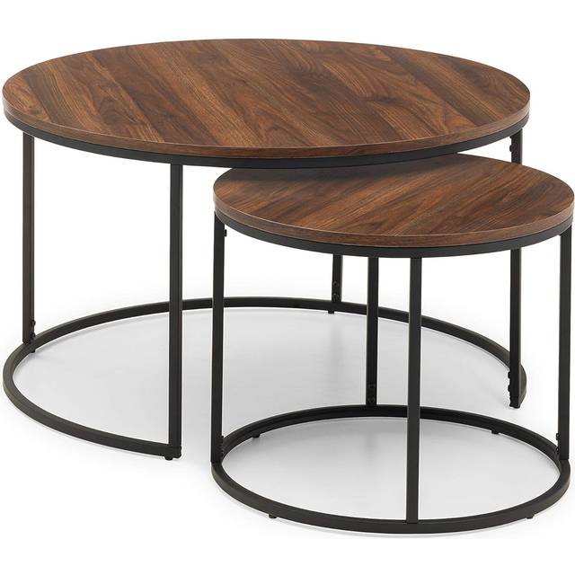 Julian Bowen Bellini Round Nest Of 2 Tables - Walnut/Black