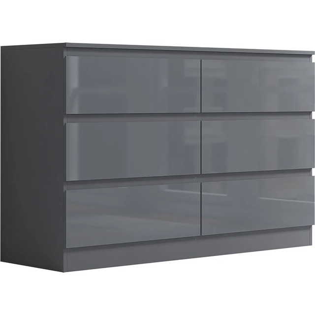 FWStyle Stora 6 Drawer - Grey Gloss, Grey