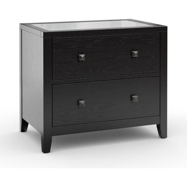 Malone Wide 2 Drawer Bedside Table - Black