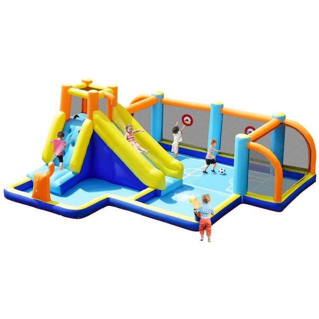Inflatable Water Bounce House with Slide and Water Cannons