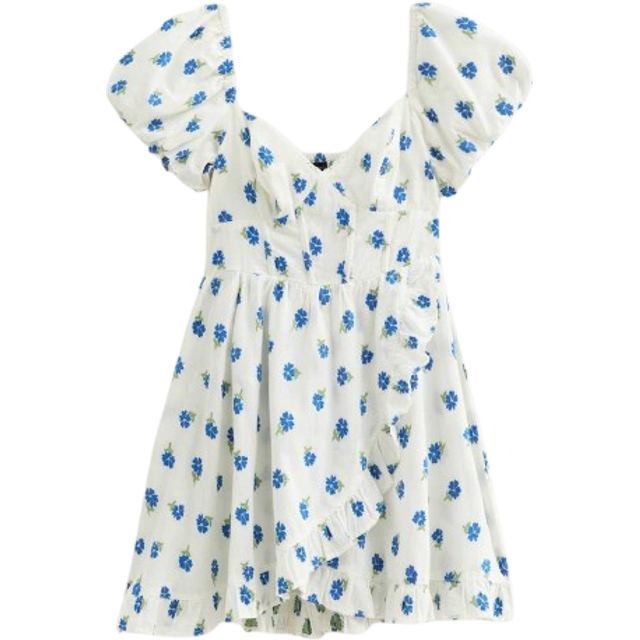 New Look Women's White Floral Print Mini Dress - UK 16