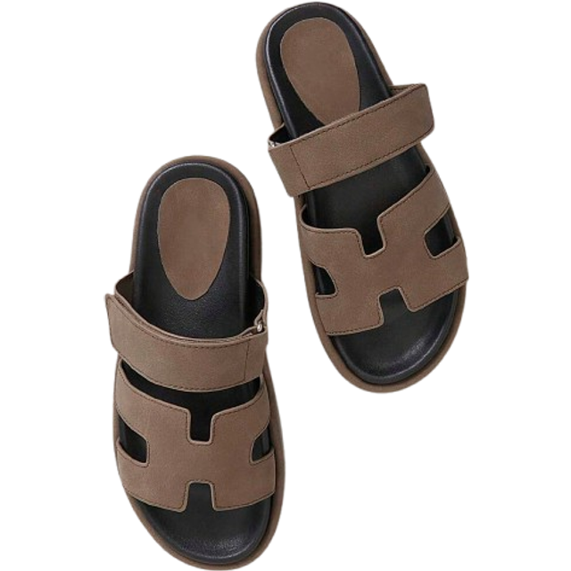 SHEIN All-Time Bestseller Women&#39;s Luxury Harness Cutout Open Toe Platform Nub Taupe Slide Sandals â Slip-On, Strappy & Comfortable Essential Spring Shoes