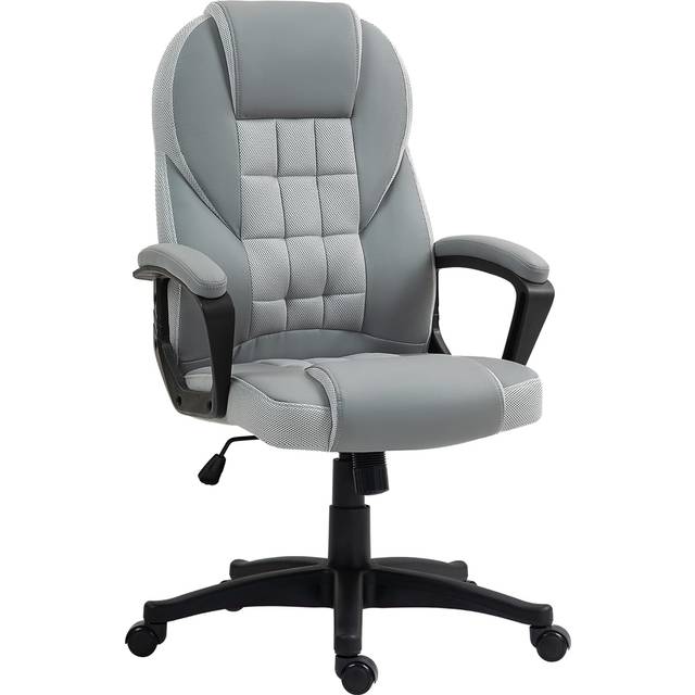 HOMCOM Faux Leather Executive High-Back Chair, Adjustable Seat Height, Grey