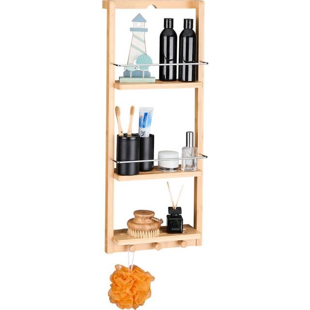 Hanging shower caddy wall-mounted organizer 3 hooks easy mount easy installation