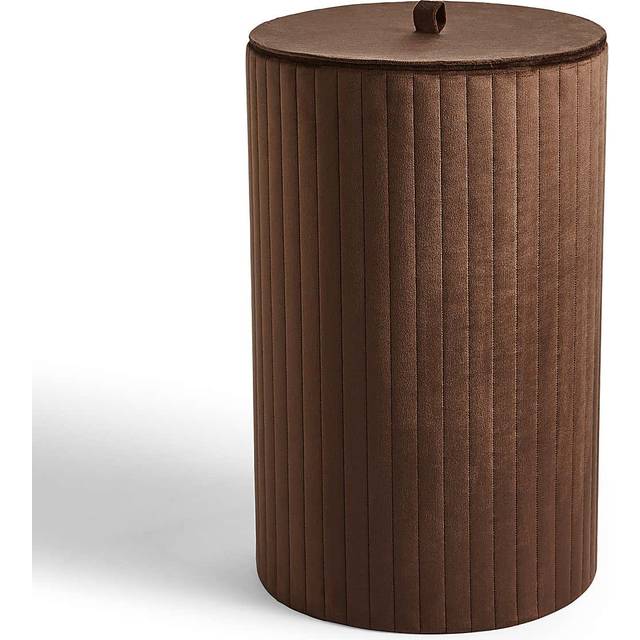 Modern Luxe Ribbed Velvet Laundry Basket - Chocolate