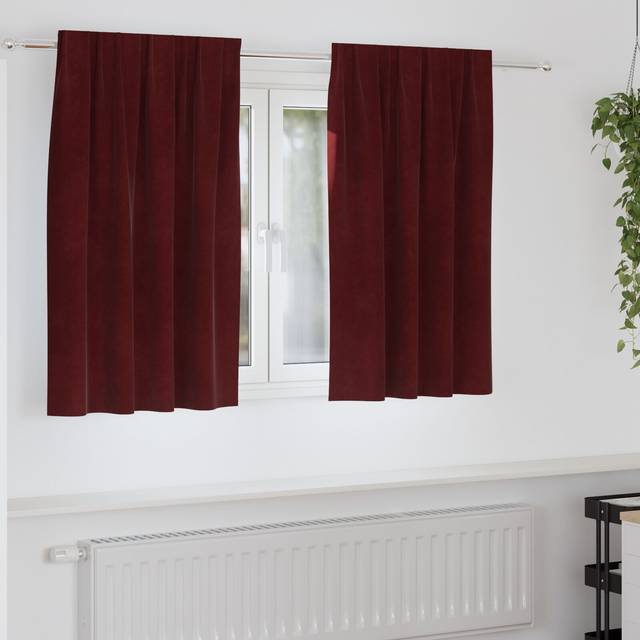Blackout Curtains with Top Tape 2 pcs Wine Red Velvet Vidaxl