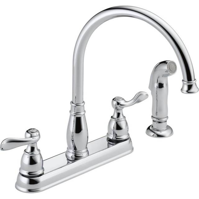 DELTA 21996LF Chrome Windemere 2-Handle Sink Side Sprayer Kitchen Faucet