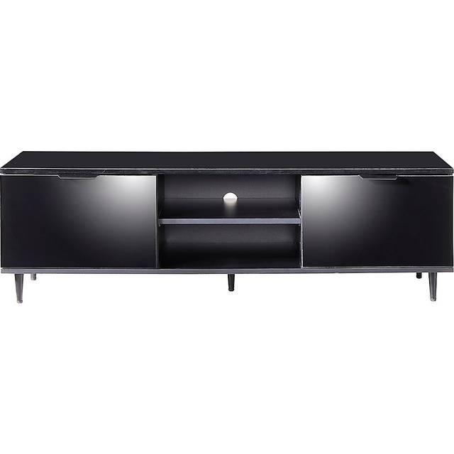 Black tv stand for smart tv, 140cm high gloss tv stand cabinet with tall legs