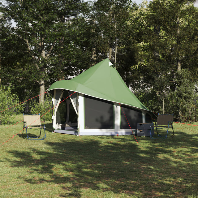 Familj Tipi Tält med tak med luftventil Grön 404 x 370 x 270 cm