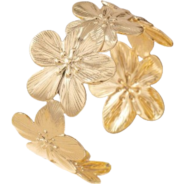 SHEIN 1pc/Set Cross-Border Flower Open Bangle, Gold Color Valentines,Mom,Mother,Mother&#39;s Day,Gift