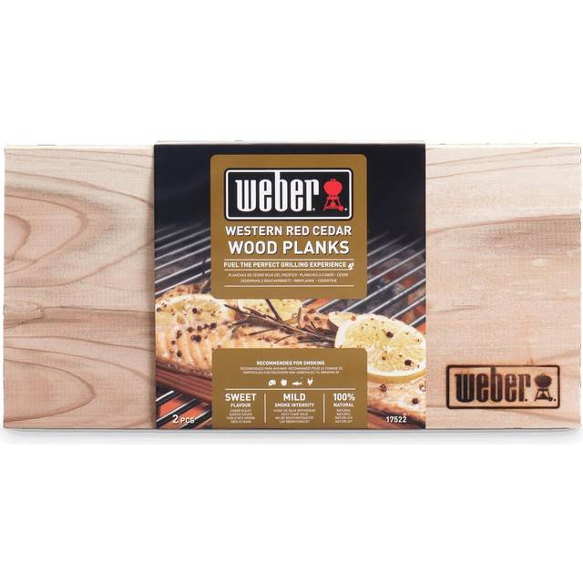 Weber Rökplankor Cederträ - Medel (30 x 15cm), 2-pack, söt, mild doft, perfekt för ost, grönsaker, fisk och fågel, tillverkade av naturligt trä (17522)