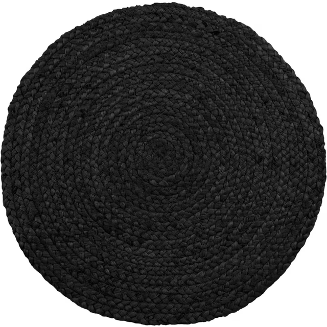 HOUSE NORDIC Rina - Placemat In Braided Jute, Dark Grey, Ø38 cm, Set Of 4 |Svart |38X38X0.5 cm