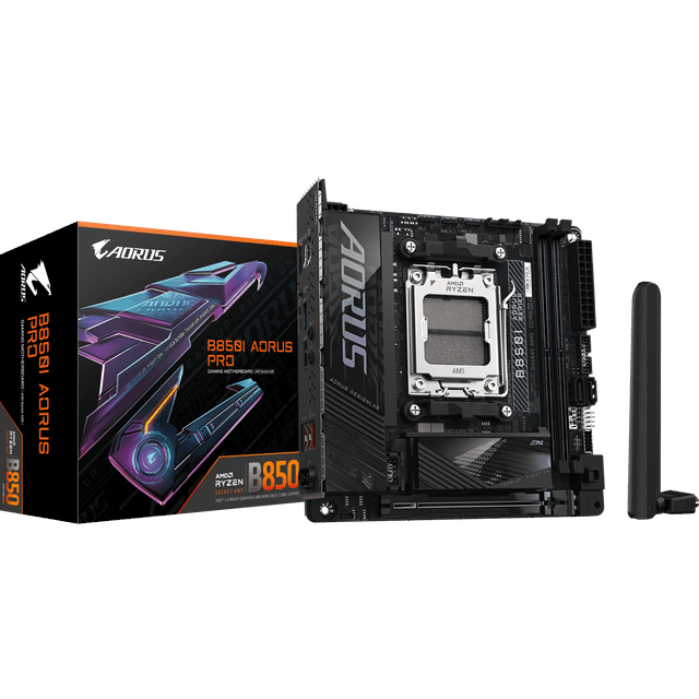 GIGABYTE B850I AORUS PRO moderkort – AMD Ryzen 9000-serien processorer, 8+2+1 faser digital VRM, upp till 5200MHz DDR5 (OC), 1xPCIe 5.0 + 1xPCIe 4.0 M.2, 2.5LAN, WIFI 7, USB 3.2 Gen 2