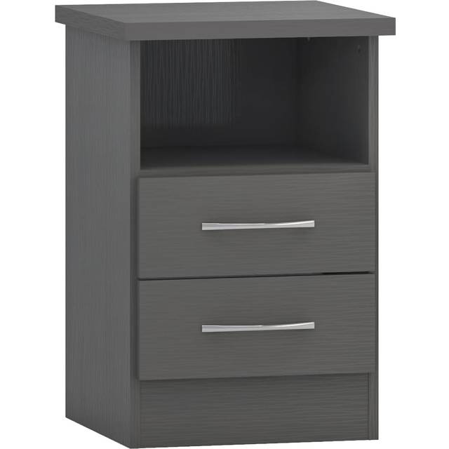 Seconique Nevada 2 Drawer Bedside - 3D Effect Grey, Grey