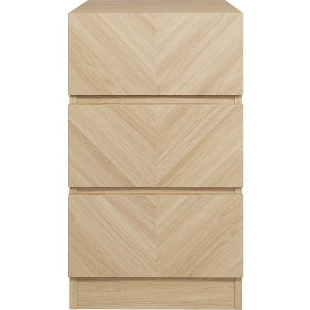 GFW Catania 3 Drawer Bedside Table Euro Oak, Brown