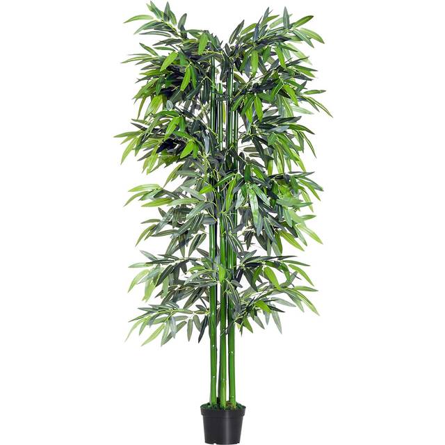 Outsunny 6ft Artificial Bamboo Tree Plant Greenary In A Pot For Home Office Planter 1.8m