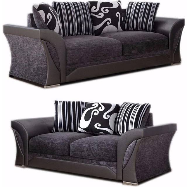 Portland Lisbon 5 Seater Black and Grey Sofa Suite