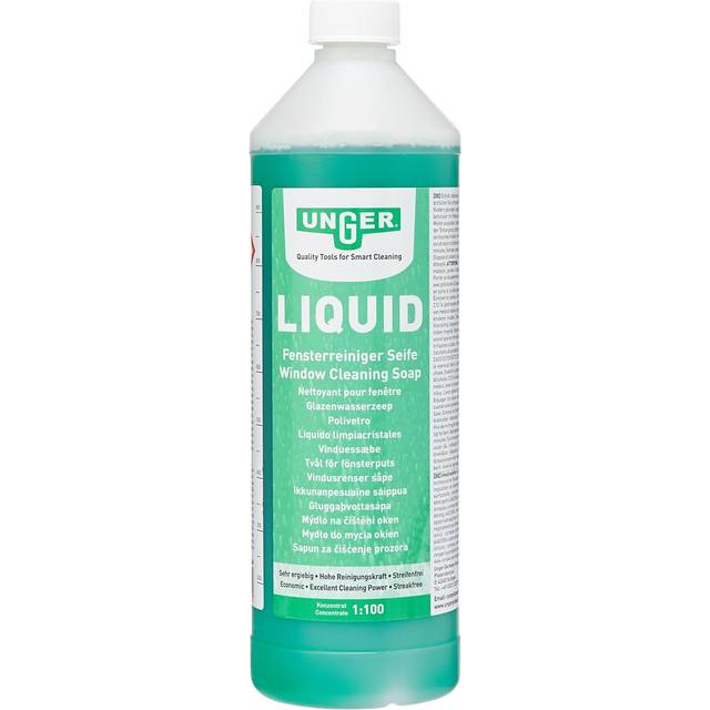 UNGER FR100 Window Cleaning Liquid Soap - Smear Free Window Glass Cleaner 1L - Economical 1:100 Mixing Ratio for 100 litres of Liquid