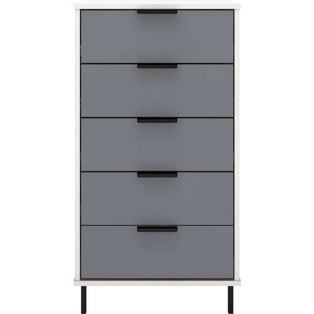 Seconique Madrid 5 Drawer Narrow Chest - Grey/White Gloss, Multi