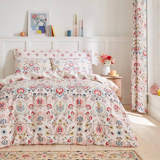 Hani 100% Cotton Duvet Cover and Pillowcase Set - Pink