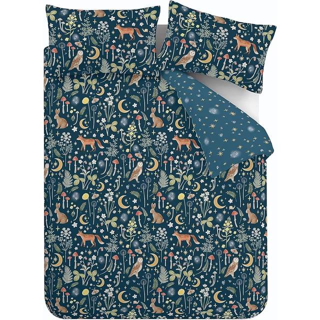 Catherine Lansfield Enchanted Twilight Animals Duvet Cover Bedding Set Navy Blue