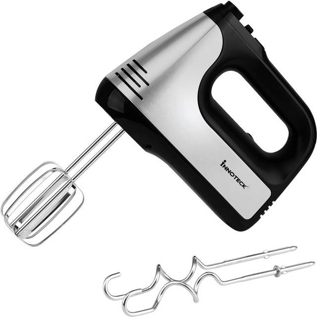 Innoteck Kitchen Pro 6 Speed +turbo Boost Electric Hand Mixer With Stainless Steel Dough Hook & Whisk Attachments For Baking, 400W, Black
