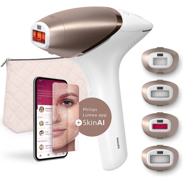 Philips Lumea 9900 Series, IPL Hair Removal Device with SkinAI Technology, 4 Attachments, Corded & Cordless Use, BRI951/01