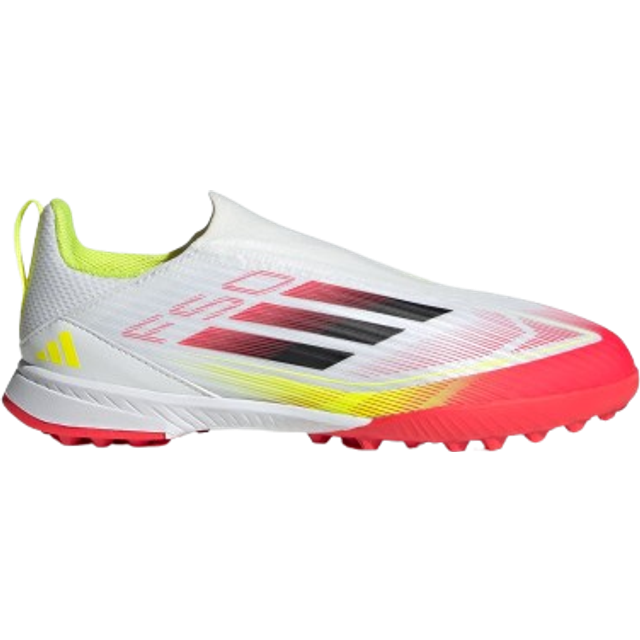 F50 League Laceless Turf Fotbollsskor - Cloud White / Core Black / Solar Yellow