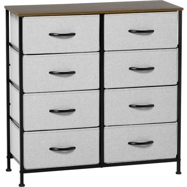 HOMCOM Dresser Fabric Drawers w/ 8 Linen-Feel Foldable Drawers & Metal Frame for Storage in Dining & Living Room, Bedroom, Grey Aosom UK
