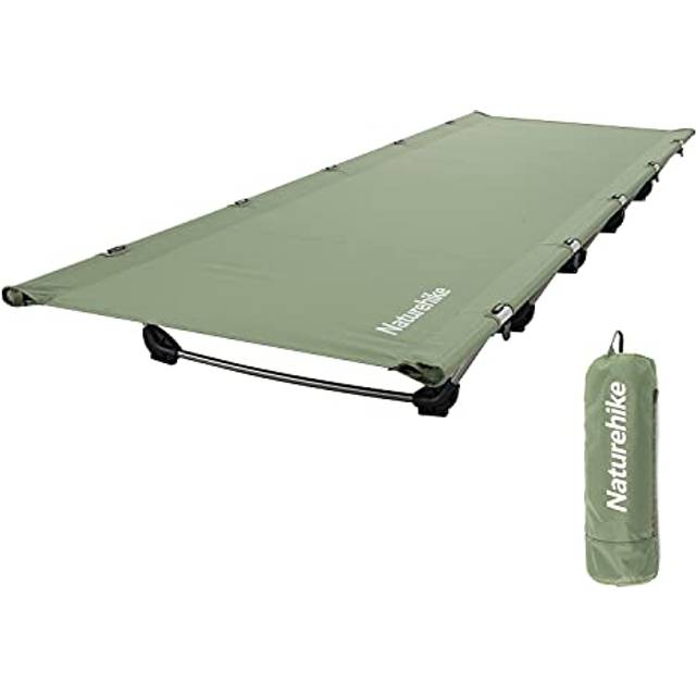 Naturehike Ultralätt campingsäng Bärbar hopfällbar säng Kompakt lägersäng Lätt gästsäng i aluminium Bärighet 150 kg 190×65×15cm Lätt att montera Väger endast 2,2 kg Ärtgrön