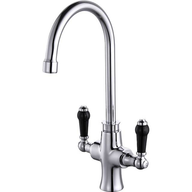Tre mercati kitchen tap victoria black twin lever traditional sink mixer tm92090