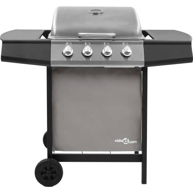 vidaXL Gas BBQ Grill with 4 Burners Black and Silver (FR/BE/IT/UK/NL only)