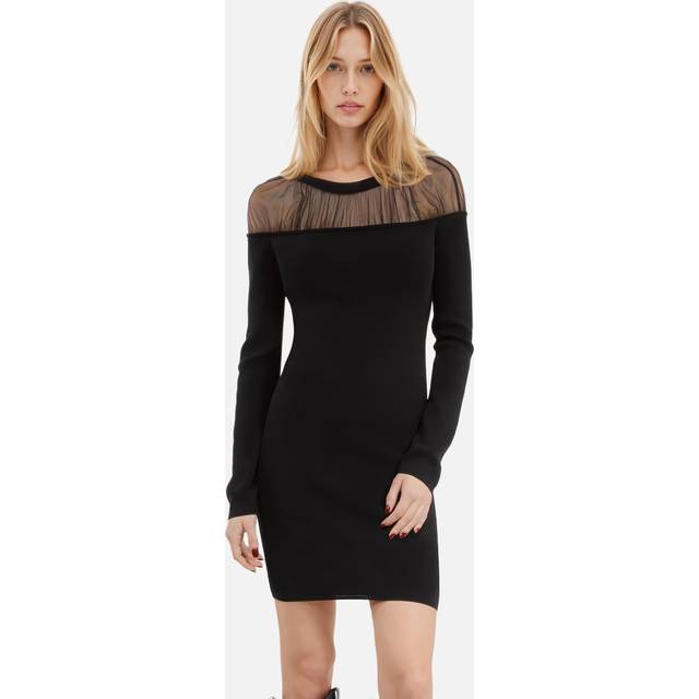 Mesh Fitted Mini Dress - BLA01 - Rock culture, sharp tailoring and Parisian nights are at the core of the DNA that informs French label The Kooples design aesthetic. Founded in 2008 by the Elicha brothers, each collection largely features wardrobe staples including bohemian dresses, outerwear and everyday basics, that are finished with sleek details offering an edgy aesthetic that the brand is known for.