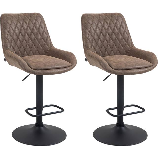 HOMCOM Bar Stools Set of 2, Adjustable Bar Chairs 360 Degree Swivel Coffee
