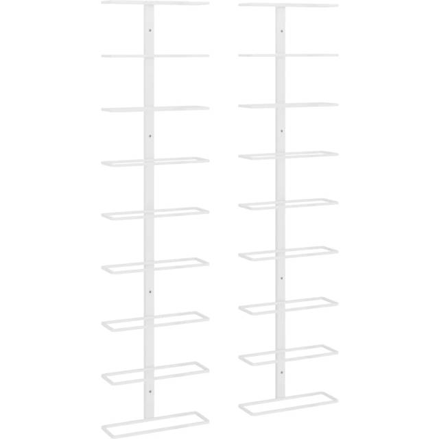 vidaXL 2x Wall-mounted Wine Rack for 9 Bottles White Iron Bottle Holder Rack
