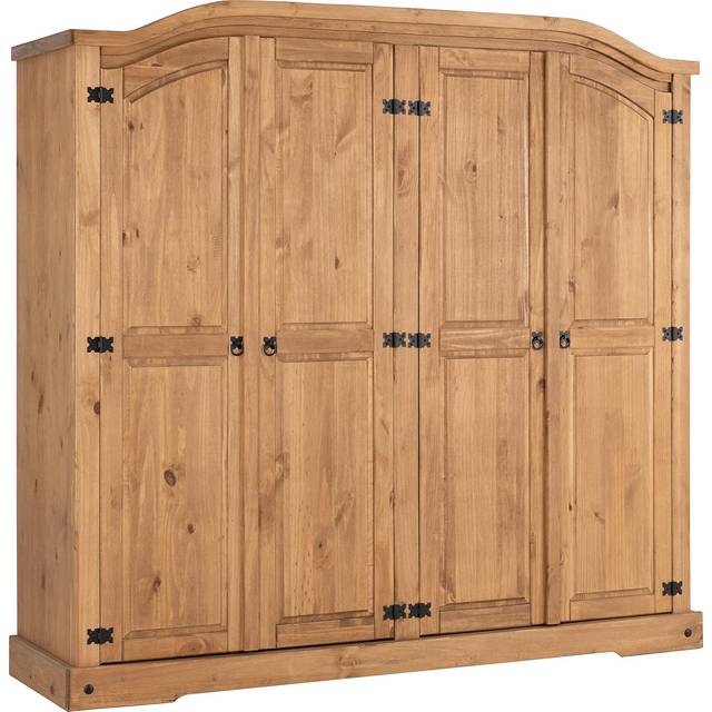 Solid Pine 4 Door Wardrobe - Corona - Seconique