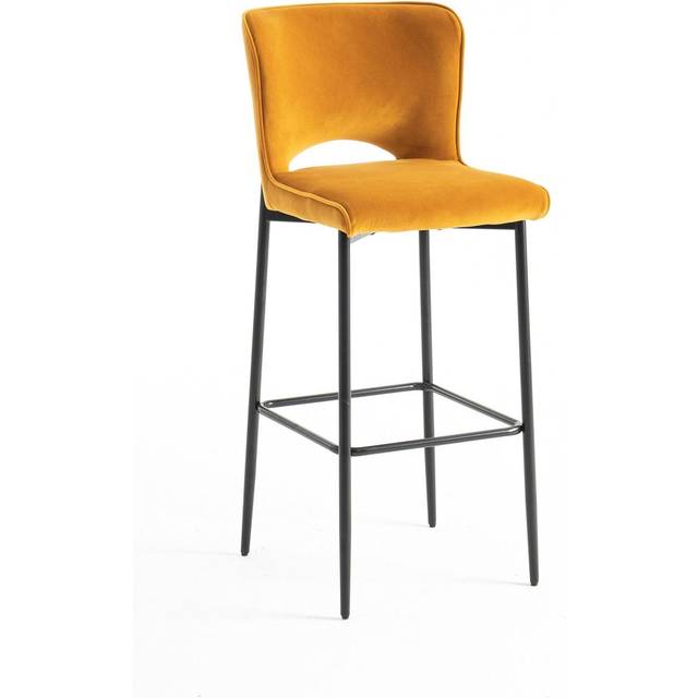 More4Homes Lily Velvet Bar Stool Padded Seat Metal Legs (mustard), Yellow