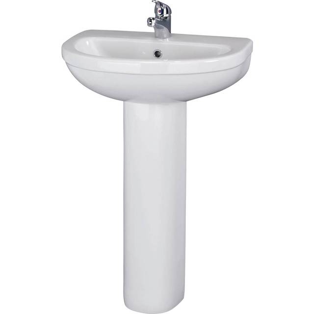 Nuie Ivo Basin with 1 Tap Hole and Full Pedestal | White | Vitreous China | 550mm