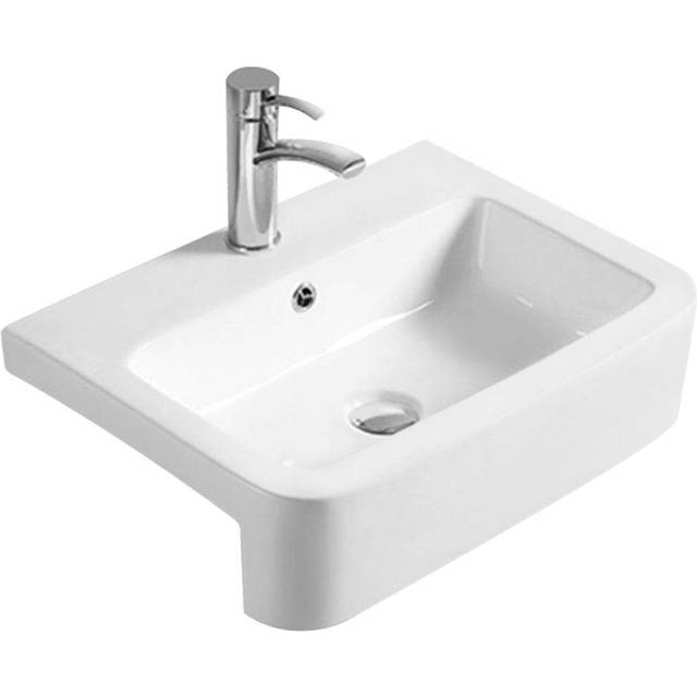 nuie Rect Semi Recess Basin W570xD415xH155mm, White