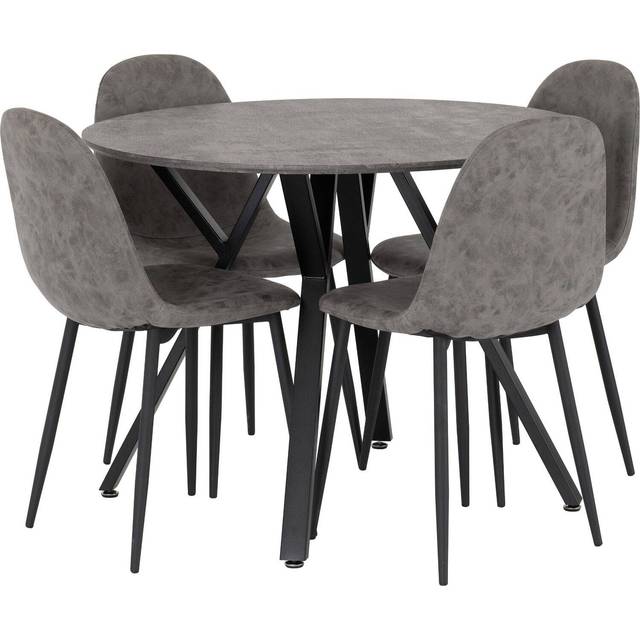 Seconique Athens Round Dining Set - Concrete Effect, Grey